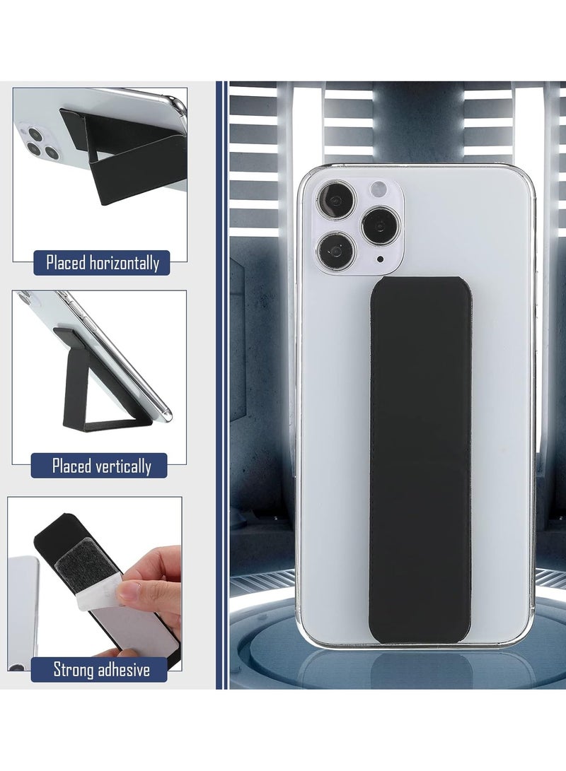 3 قطع حامل قبضة اصبع للجوال قابل للطي { راسي وافقي } ملحق لاصق مسند عالمي للجوالات الذكية والتابلت اسود ابيض رمادي فاتح جلد,  مقبض و مسكة و قاعدة مغناطيسية لحمل الهاتف بالإصبع لجميع الهواتف الايفون و سامسونج - Image 2