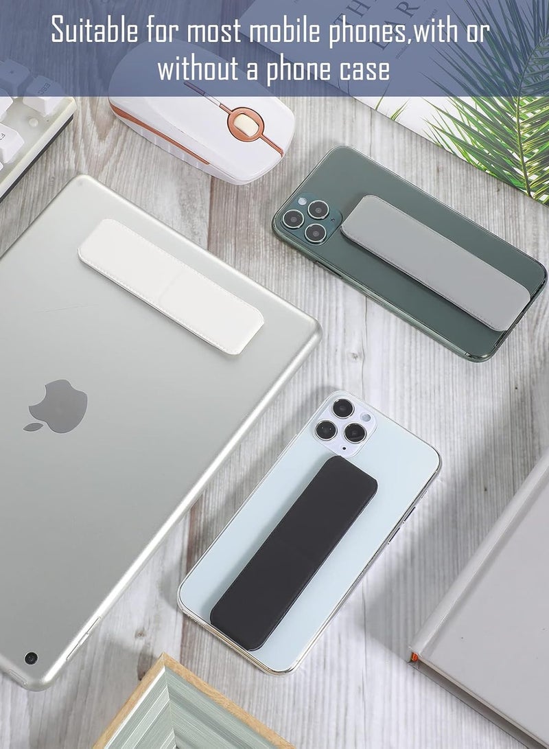 3 قطع حامل قبضة اصبع للجوال قابل للطي { راسي وافقي } ملحق لاصق مسند عالمي للجوالات الذكية والتابلت اسود ابيض رمادي فاتح جلد,  مقبض و مسكة و قاعدة مغناطيسية لحمل الهاتف بالإصبع لجميع الهواتف الايفون و سامسونج - Image 3