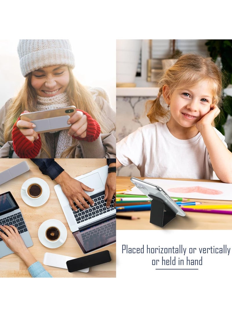 3 قطع حامل قبضة اصبع للجوال قابل للطي { راسي وافقي } ملحق لاصق مسند عالمي للجوالات الذكية والتابلت اسود ابيض رمادي فاتح جلد,  مقبض و مسكة و قاعدة مغناطيسية لحمل الهاتف بالإصبع لجميع الهواتف الايفون و سامسونج - Image 5