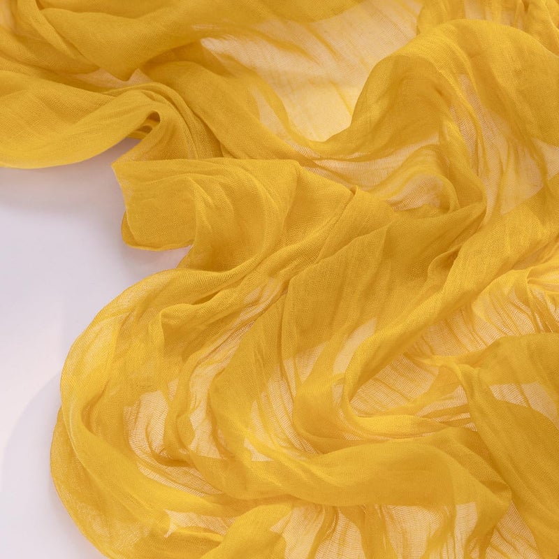Socomi 10pcs Gold Yellow Cheesecloth Table Runner Boho Rustic Gauze 120 inch 10FT Cheese Cloth Sheer Runner for Wedding Party Baby Shower Birthday Home Decor Holiday Decorations - Image 2