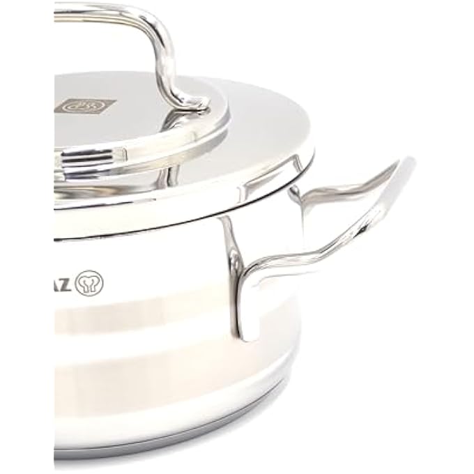 Korkmaz Astra2 Casserole 20X115 Cm  33 L  Sandwich Bottom Induction Cooking Pot  TriPly Bottom Stainless Steel Pot Ka2023 - Image 2