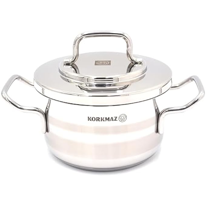 Korkmaz Astra2 Casserole 20X115 Cm  33 L  Sandwich Bottom Induction Cooking Pot  TriPly Bottom Stainless Steel Pot Ka2023 - Image 1