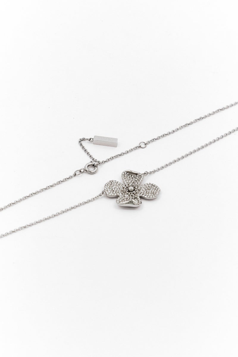 OLIVIA BURTON Women Dogwood Flower Paved Pendant Necklace, Silver  - Image 2
