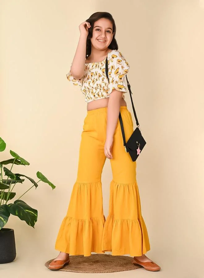 LILPICKS Printed Crop Top and Sharara Pants Set by Styli