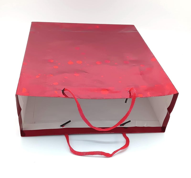 Gold Leaf GOLD LEAF Glitter Paper Bags 12Pcs With Handles,Reusable Iridescent Gift Bags for Baby Shower Gift Bags,Christmas, Party Wrapping Solution(23 x 8 x 27 Cm)(RED)  - Image 4