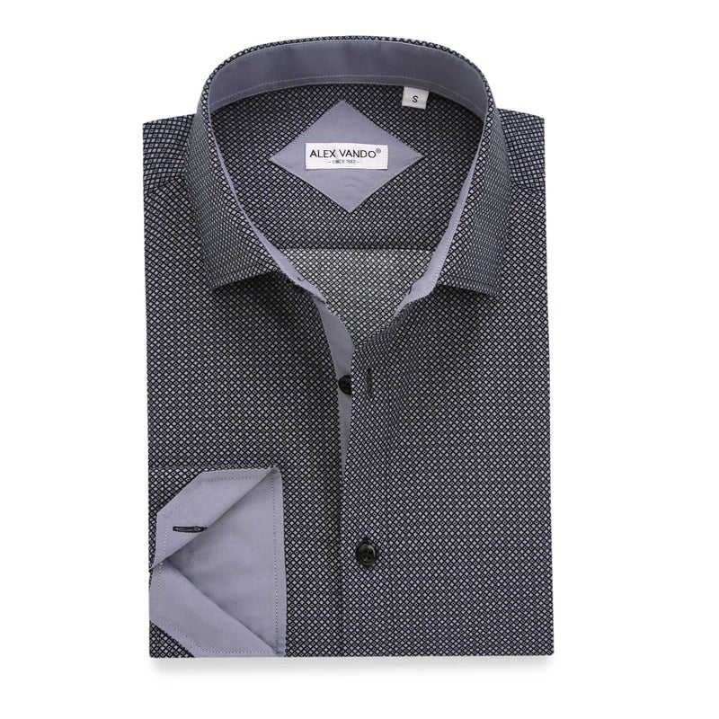 Alex Vando Mens Printed Dress Shirts Long Sleeve Button Down Shirt,Black 130,L - Image 1