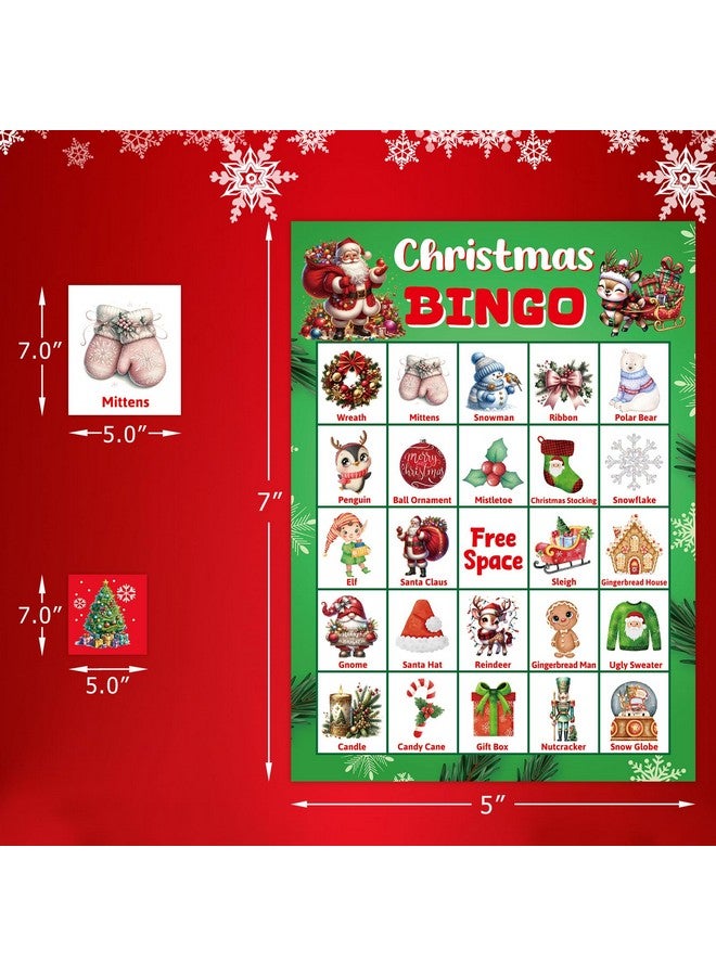 ceiba tree Merry Christmas Bingo Game for Kids Adults Large Group 24 Players Xmas Winter Holiday Bingo Family Activities Party Games Party Favors Party Supplies - Image 3