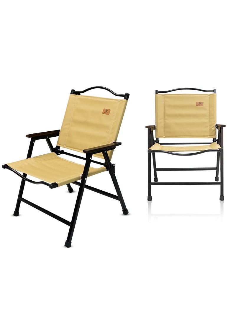 Toby's Toby's Folding Camping Chair for Adults Outside, Heavy Duty Aluminum Alloy Frame with Armrest, Comfortable Ripstop Oxford Cloth, Easy for Camping, Hiking, Picnic, Party(Beige M Size  - Image 1