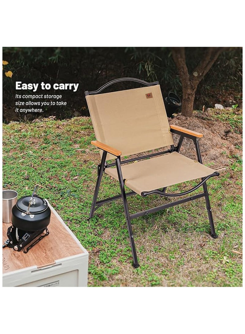 Toby's Toby's Folding Camping Chair for Adults Outside, Heavy Duty Aluminum Alloy Frame with Armrest, Comfortable Ripstop Oxford Cloth, Easy for Camping, Hiking, Picnic, Party(Beige M Size  - Image 2