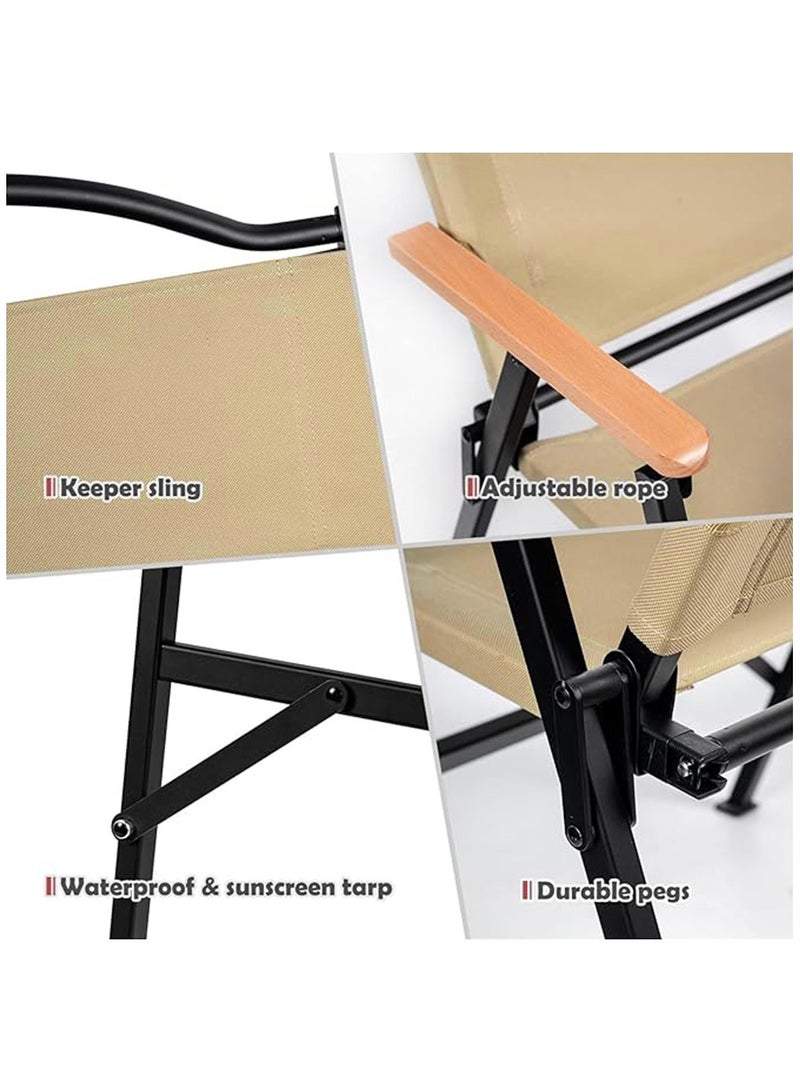 Toby's Toby's Folding Camping Chair for Adults Outside, Heavy Duty Aluminum Alloy Frame with Armrest, Comfortable Ripstop Oxford Cloth, Easy for Camping, Hiking, Picnic, Party(Beige M Size  - Image 3
