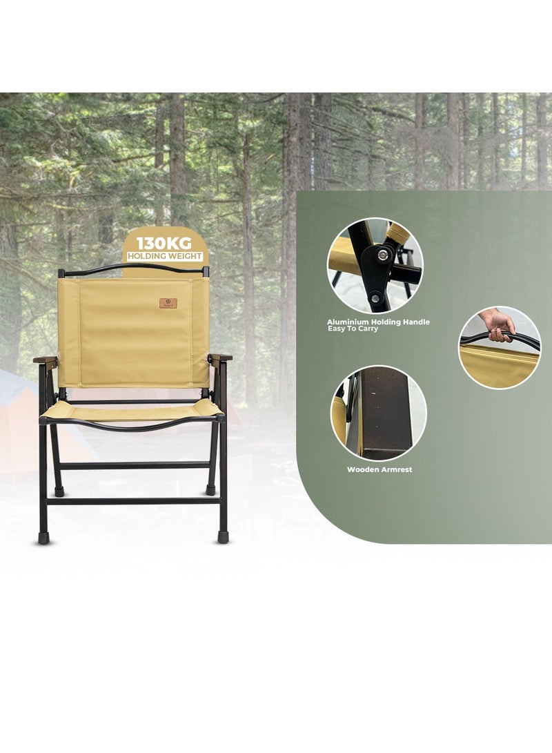 Toby's Toby's Folding Camping Chair for Adults Outside, Heavy Duty Aluminum Alloy Frame with Armrest, Comfortable Ripstop Oxford Cloth, Easy for Camping, Hiking, Picnic, Party(Beige M Size  - Image 4