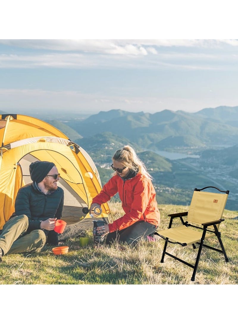 Toby's Toby's Folding Camping Chair for Adults Outside, Heavy Duty Aluminum Alloy Frame with Armrest, Comfortable Ripstop Oxford Cloth, Easy for Camping, Hiking, Picnic, Party(Beige M Size  - Image 5