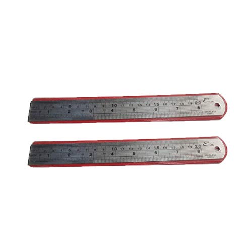 XMHF 2 Pcs 8 inch / 20 cm Stainless Steel Ruler, Metal Ruler with Conversion Table - Image 1