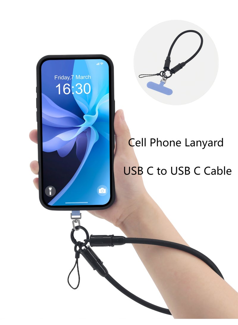 ايدو حبل هاتف 2 في 1 مع كابل USB-C - كابل شحن سريع 60 وات من USB إلى USB C، حزام هاتف كروس بودي قابل للتعديل، كابل من النوع C لأجهزة iPhone وiPad وMacBook وGalaxy والمزيد - Image 1