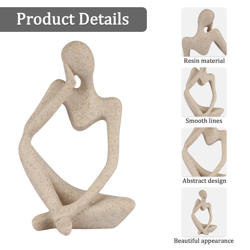 Ozzptuu Sandstone Resin Thinker Style Abstract Sculpture Statue Collectible Figurines Home Office Bookshelf Desktop Decor - Image 4