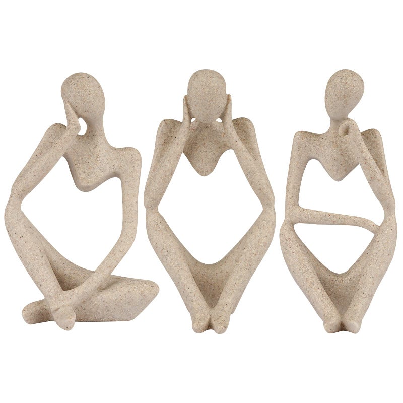 Ozzptuu Sandstone Resin Thinker Style Abstract Sculpture Statue Collectible Figurines Home Office Bookshelf Desktop Decor - Image 1