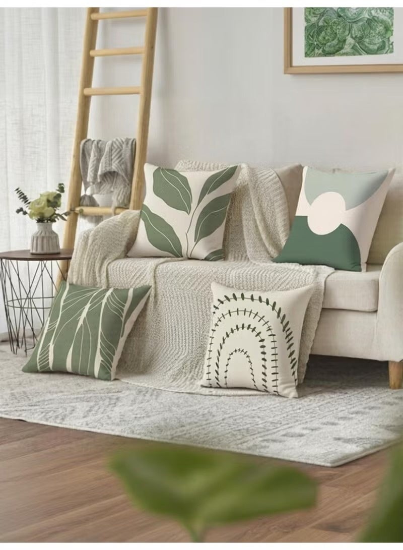 يوڠام طقم من 4 أغطية وسائد مزخرفة بنقشة أوراق خضراء تجريدية بتصميم عصري، مناسبة لتزيين الأريكة أو غرفة المعيشة أو السيارة أو السرير، بمقاس 45 × 45 سم (18 × 18 بوصة)، بتصميم مزدوج الجانبين - Image 3