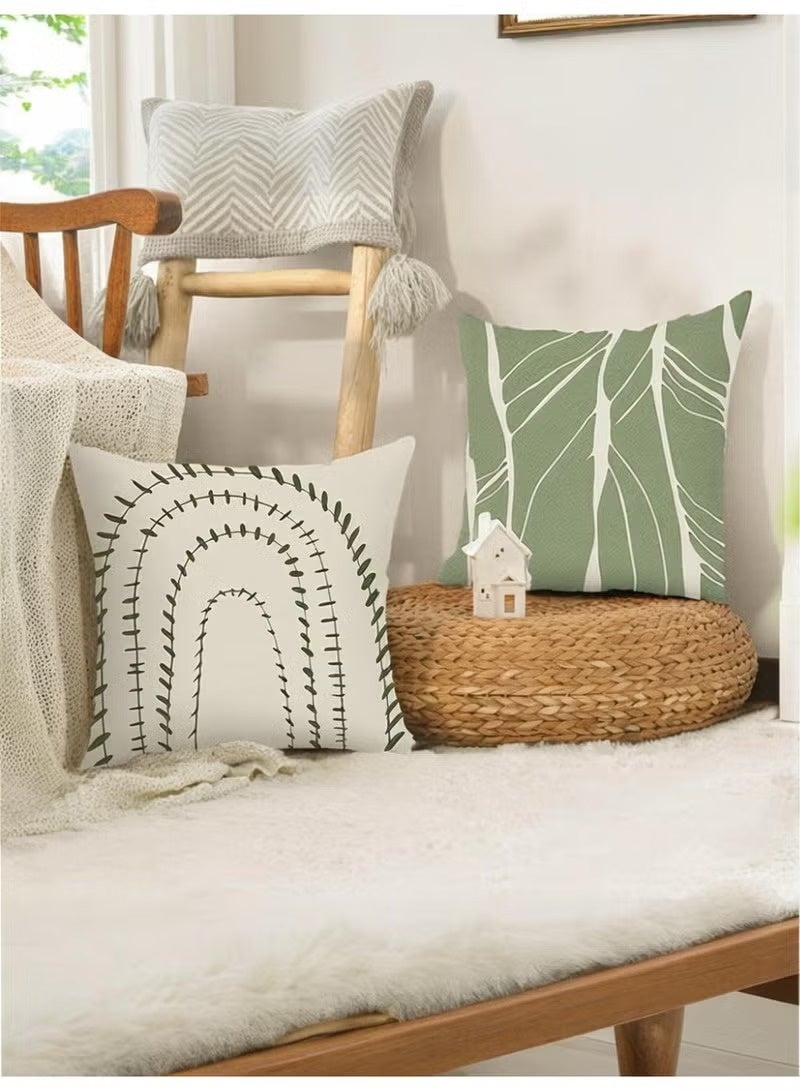 يوڠام طقم من 4 أغطية وسائد مزخرفة بنقشة أوراق خضراء تجريدية بتصميم عصري، مناسبة لتزيين الأريكة أو غرفة المعيشة أو السيارة أو السرير، بمقاس 45 × 45 سم (18 × 18 بوصة)، بتصميم مزدوج الجانبين - Image 5