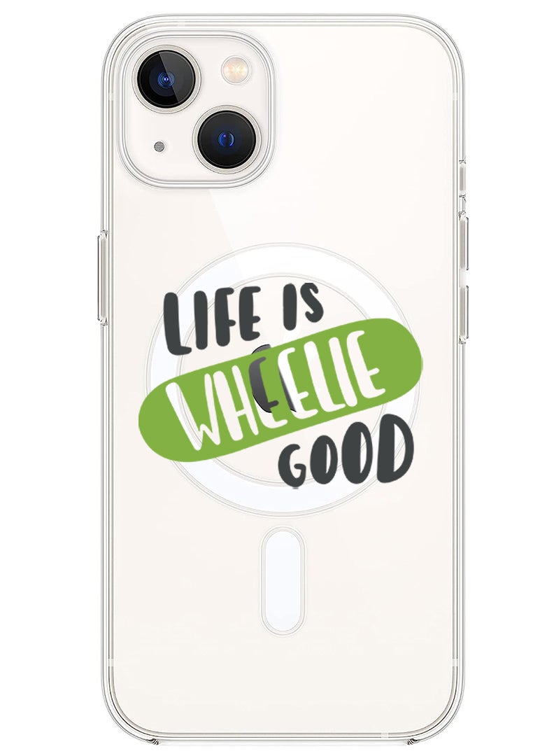 Theodor Magnetic Case for iPhone 14 Plus 6.7-inch Compatible with MagSafe Wireless Charging, Shockproof Phone Bumper Cover Life is wheelie good black copy - Image 1