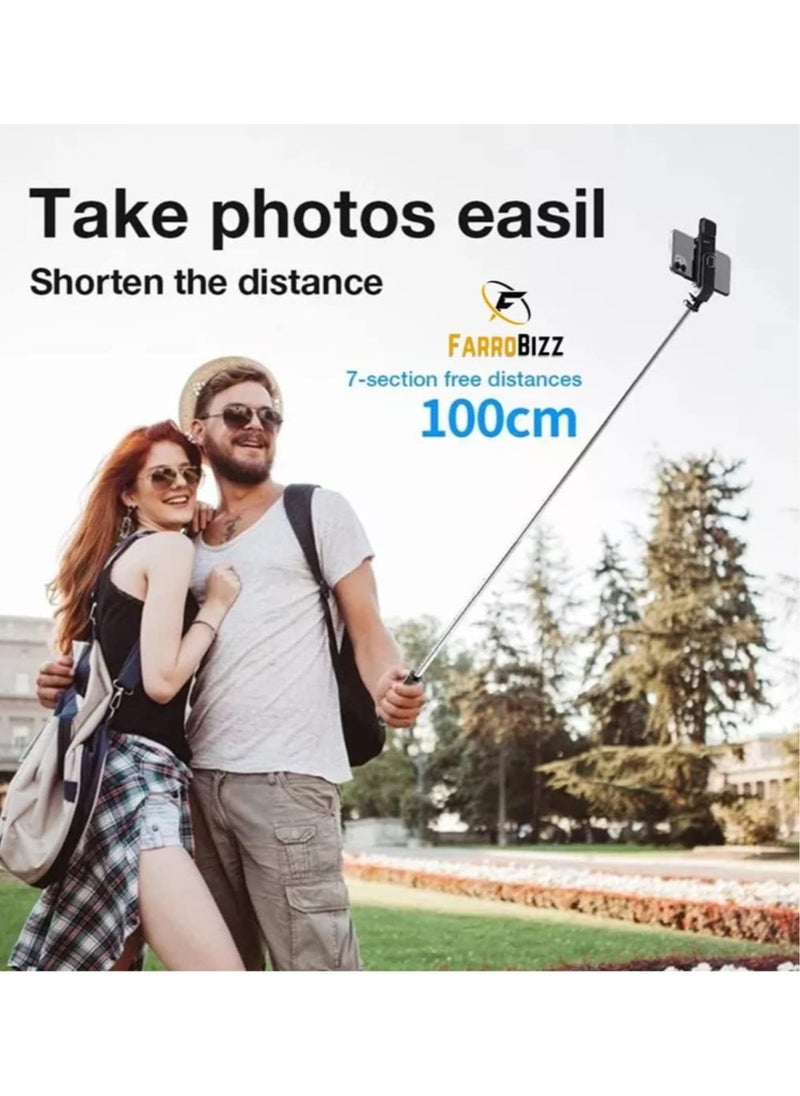 ELTRAZONE - Foldable Tripod Monopod Selfie Stick Blue tooth With Wireless Button Shutter Selfie Stick With LED For iOS Android - Image 1