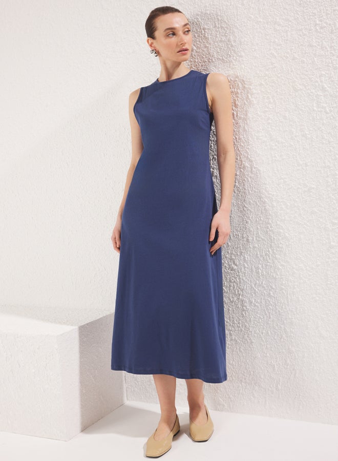 trendyol Navy Blue Sleeveless Long Lining Lingerie Dress - Image 2