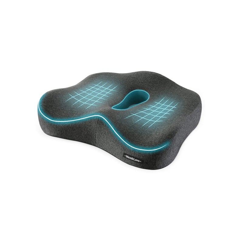 Memory Foam Seat Chair Cushion for Relieves Back Sciatica Pain Tailbone Pain Coccyx Degenerating Disc Orthopedic Osteoarthritis Prostate Cushion Low Back Pain Cushion Hip Shaping Dark Gray