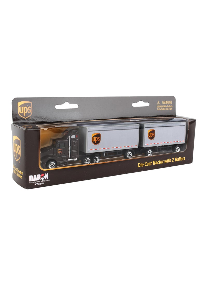 Daron Daron UPS Die Cast Tractor with 2 Trailers  - Image 1