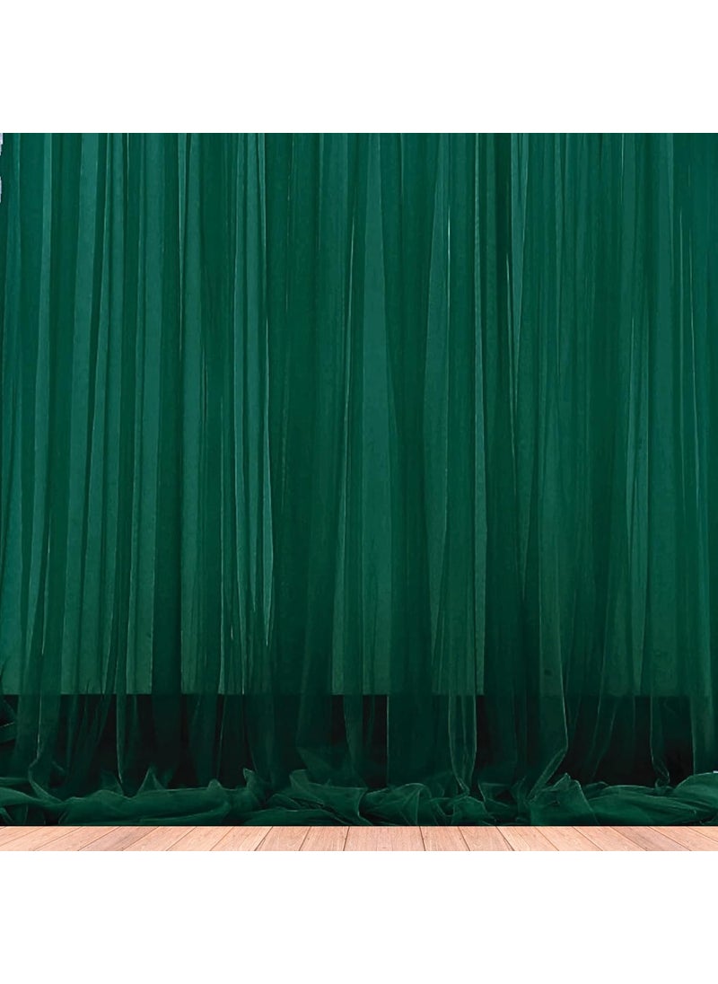 1iAM - 1iAM 2pcs Green Decoration Net Curtains Large Size Stitched with Ribbon Nylon Made Reusable Soft Wrinkled Free 85x5ft Each Backdrop Net for Birthday Anniversary Party Decorations - Image 1