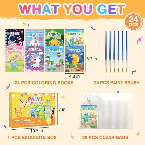 SOCOLER 24 Water Coloring Books for Kid Party Favors 35 Bulk Mini Water Painting Book for Toddlers Ages 48 Paint with Water Books for Boys and Girls - Image 5