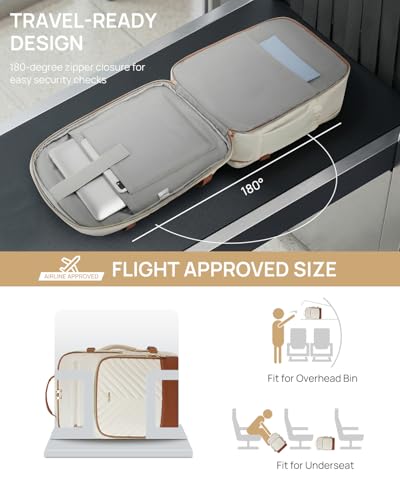Telena Travel Backpack for Women 156 inch Laptop Backpack TSA Carry on Backpack Personal Item Size Flight Approved Travel Bag Daypack with MultiPockets for Work Travel Business BeigeBrown - Image 3