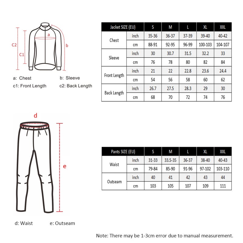 ARSUXEO Cycling Jersey Set: Blue Size S, Superior Wind Water Resistance Polyester Shell, Warm Soft Fleece Lining - Breathable Spandex Back, Full Length Zipper, Zippered Pockets for Men Cold Winter Cycling - Image 3
