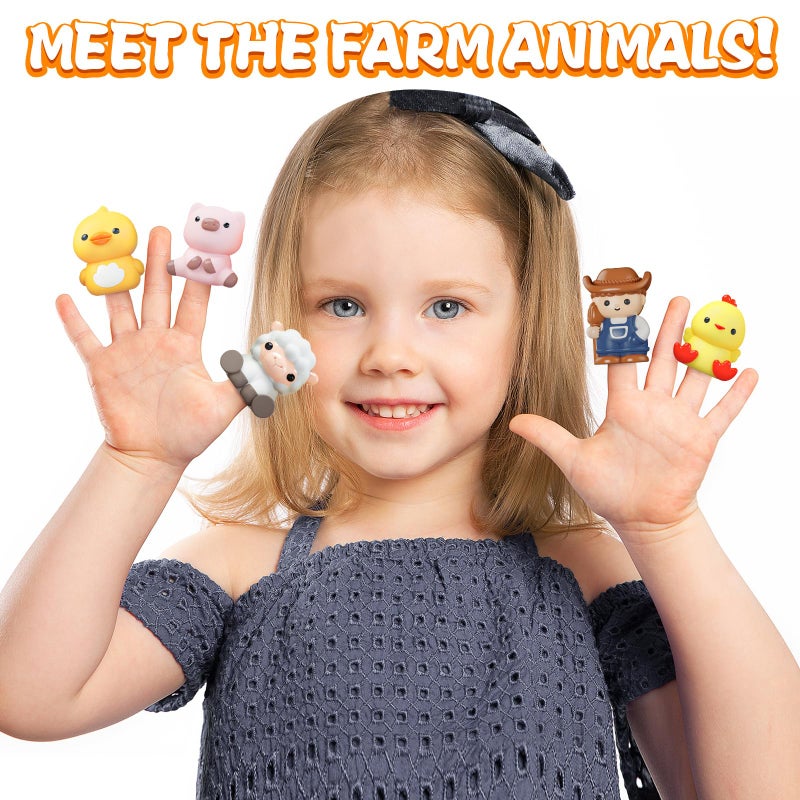 AuroTops Learning Toy for Toddlers 1 2 3+ Years Old, 20 PCS Farm Animal Barn playset & Finger Puppets, Montessori toys for Kids,10 Animals & 10 Barns for Babies Boys Girls Easter Christmas Birthday Gift - Image 4