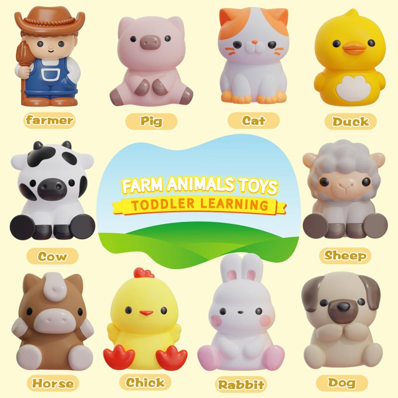 AuroTops Learning Toy for Toddlers 1 2 3+ Years Old, 20 PCS Farm Animal Barn playset & Finger Puppets, Montessori toys for Kids,10 Animals & 10 Barns for Babies Boys Girls Easter Christmas Birthday Gift - Image 2