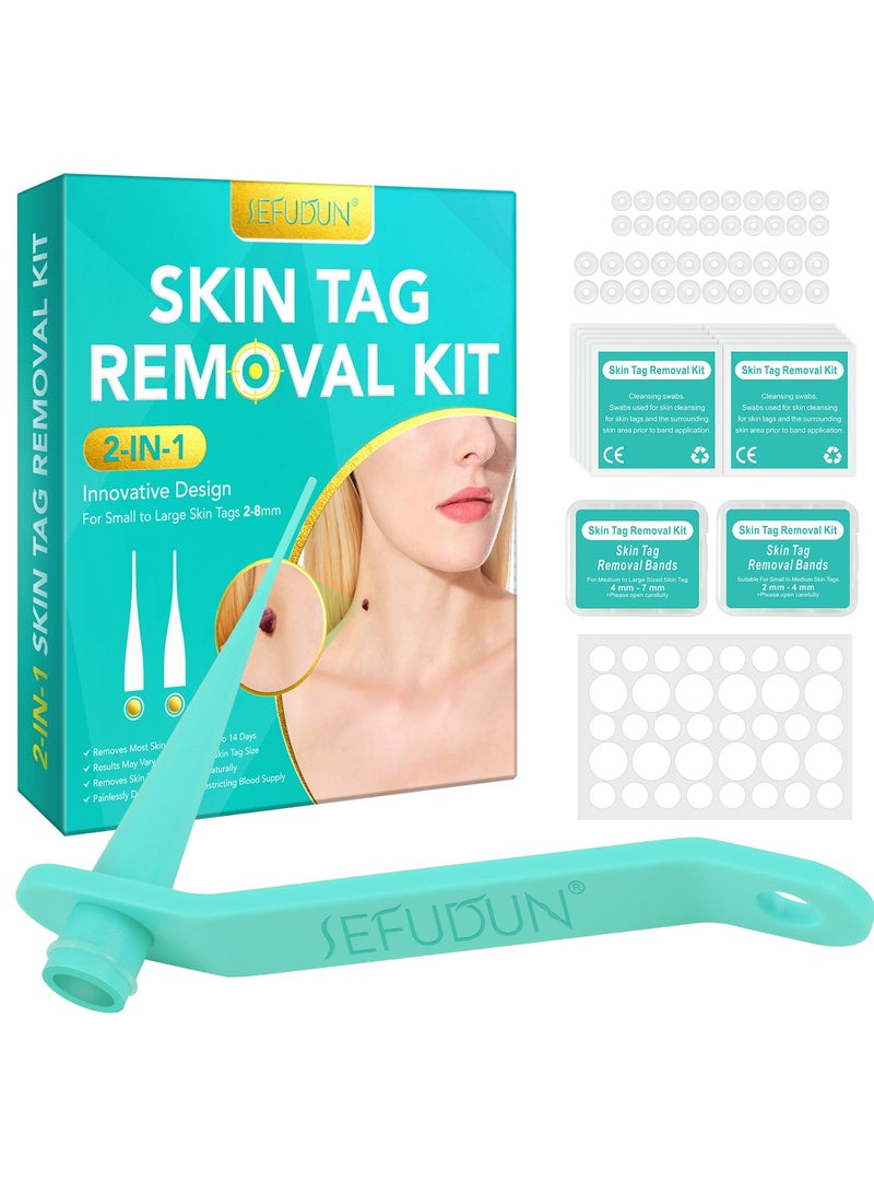 Sefudun 2-in-1 Wart Removal Tool Skin Tag Removal Dual-Headed Kit Painless easy-to-use device for small to large skin tags, corns, warts, and flesh pellets on face, neck, and body Green  - Image 1