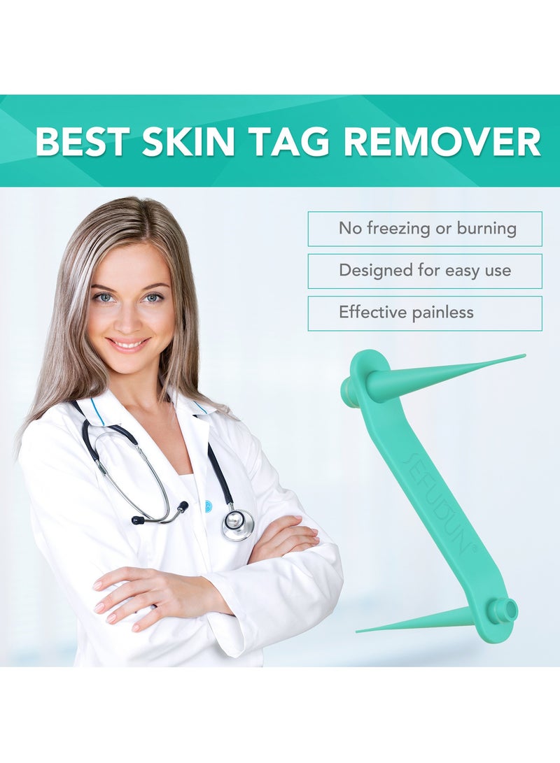 Sefudun 2-in-1 Wart Removal Tool Skin Tag Removal Dual-Headed Kit Painless easy-to-use device for small to large skin tags, corns, warts, and flesh pellets on face, neck, and body Green  - Image 2