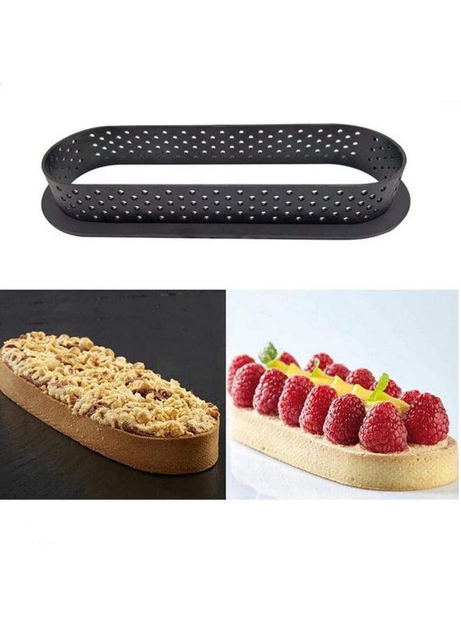 8 قطع حلقات تارت بيضاوية مقاومة للحرارة قوالب كعك مثقبة حلقة موس غير لاصقة أدوات خبز قالب كعك صغير حلقات كعك - Image 3