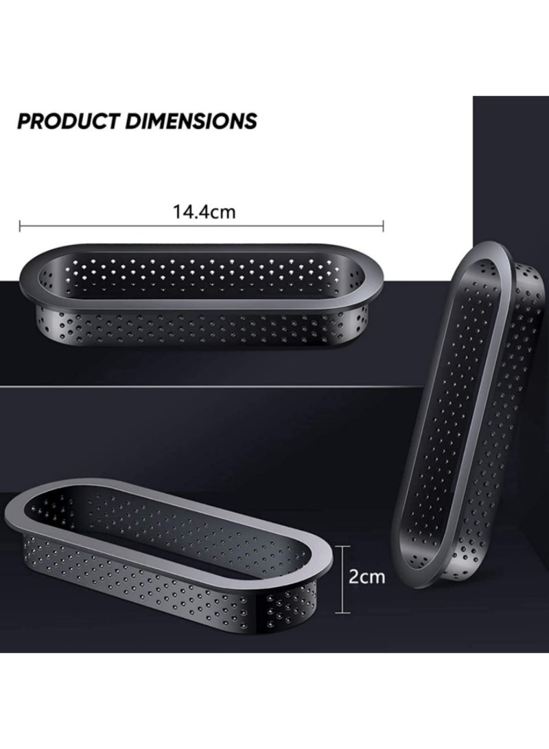 8 قطع حلقات تارت بيضاوية مقاومة للحرارة قوالب كعك مثقبة حلقة موس غير لاصقة أدوات خبز قالب كعك صغير حلقات كعك - Image 4