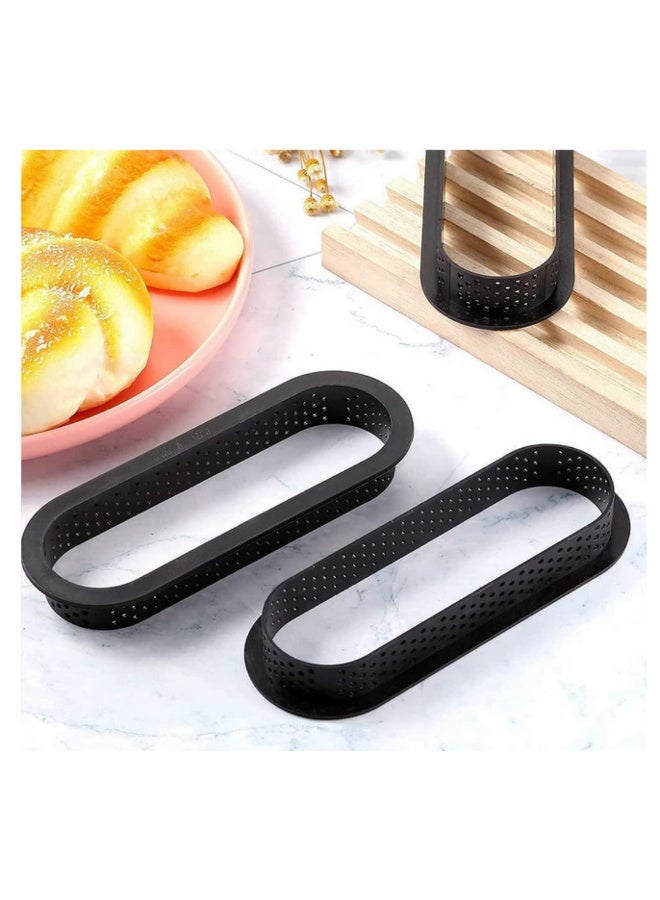 8 قطع حلقات تارت بيضاوية مقاومة للحرارة قوالب كعك مثقبة حلقة موس غير لاصقة أدوات خبز قالب كعك صغير حلقات كعك - Image 5