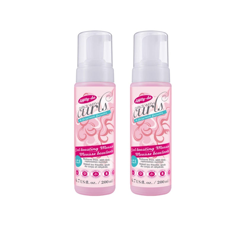 dippity-do Dippity Do Girls With Curls Curl Enhancing Mousse, Light, 3-in-1 Defining Foaming Mousse for Curly Wavy Hair, Hibiscus, Olive Oil, Anti Frizz Bouncy Curls For Women, Air Dry, Alcohol Free, 2 Pack - Image 1