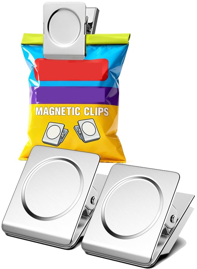 2 Pcs 57mm Large Magnetic Clips Heavy Duty for Notes, Strong Fridge Refrigerator Magnets Chip Clip for Organization,Whiteboard, Classroom, Cruise, Office - Image 1