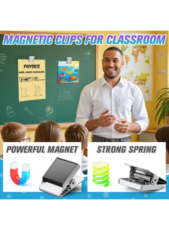 2 Pcs 57mm Large Magnetic Clips Heavy Duty for Notes, Strong Fridge Refrigerator Magnets Chip Clip for Organization,Whiteboard, Classroom, Cruise, Office - Image 5