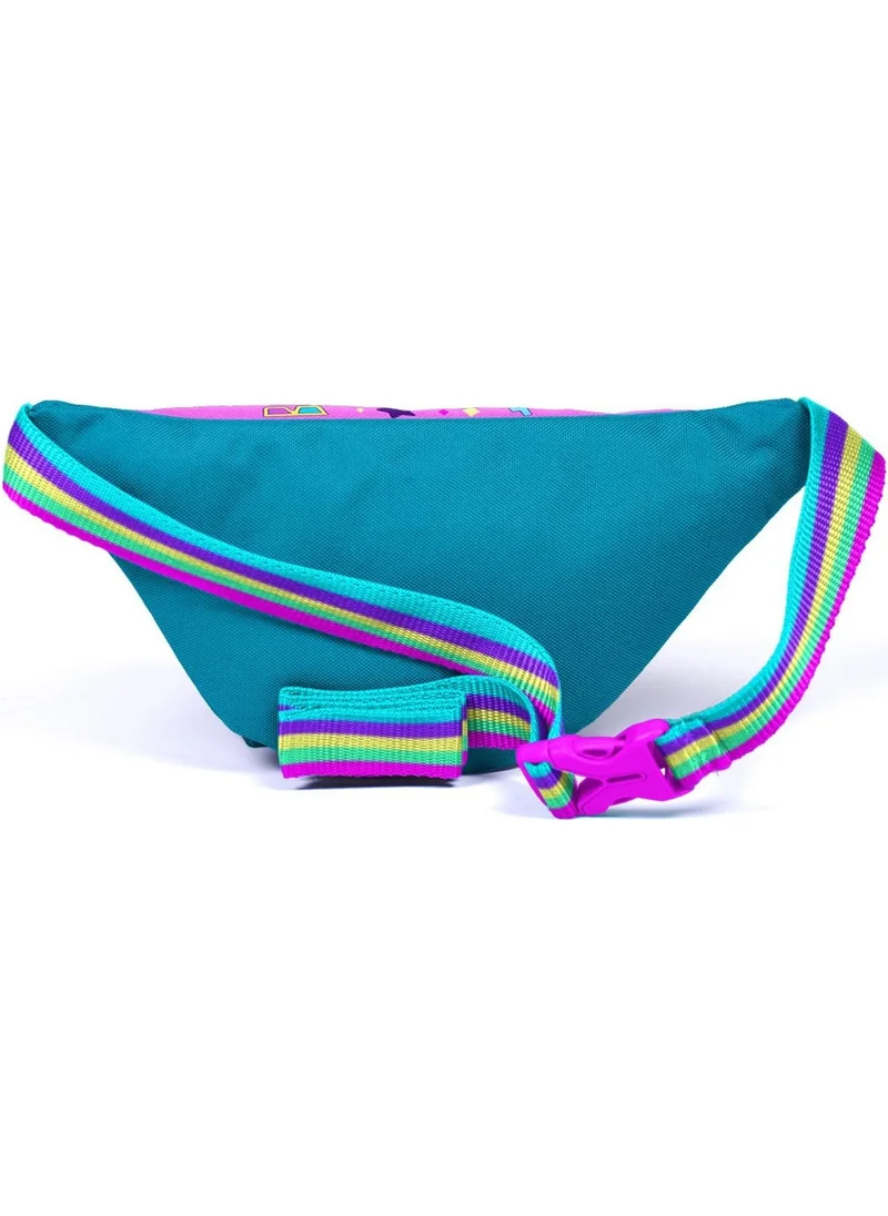 كورال هاي Kids Pink Turquoise Headphone Skate Pattern Waist Bag 11506
