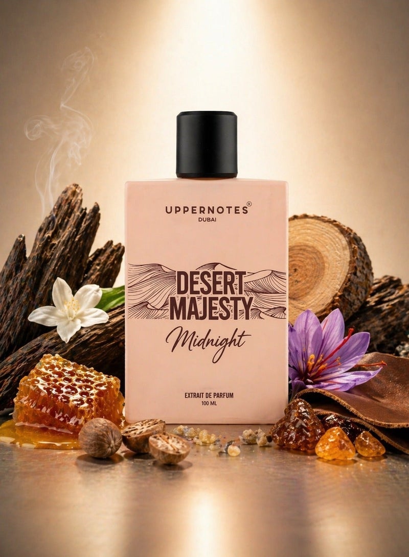 UpperNotes Desert Majesty Midnight Extrait De Parfum Unisex 100ml | Dark Oud Saffron Ambergris Cashmere | Luxury Oriental Long Lasting Fragrance UAE - Image 1