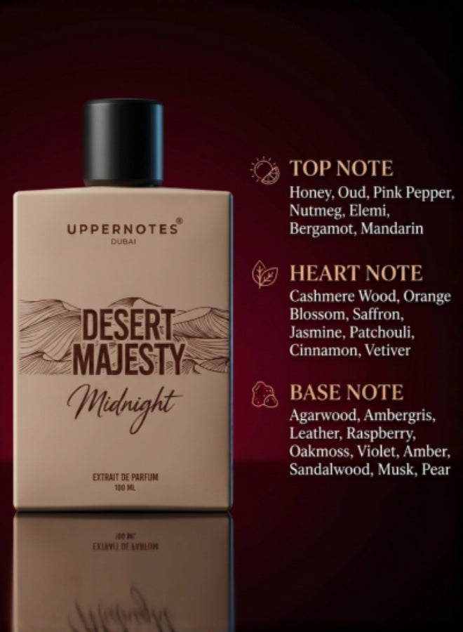 UpperNotes Desert Majesty Midnight Extrait De Parfum Unisex 100ml | Dark Oud Saffron Ambergris Cashmere | Luxury Oriental Long Lasting Fragrance UAE - Image 2