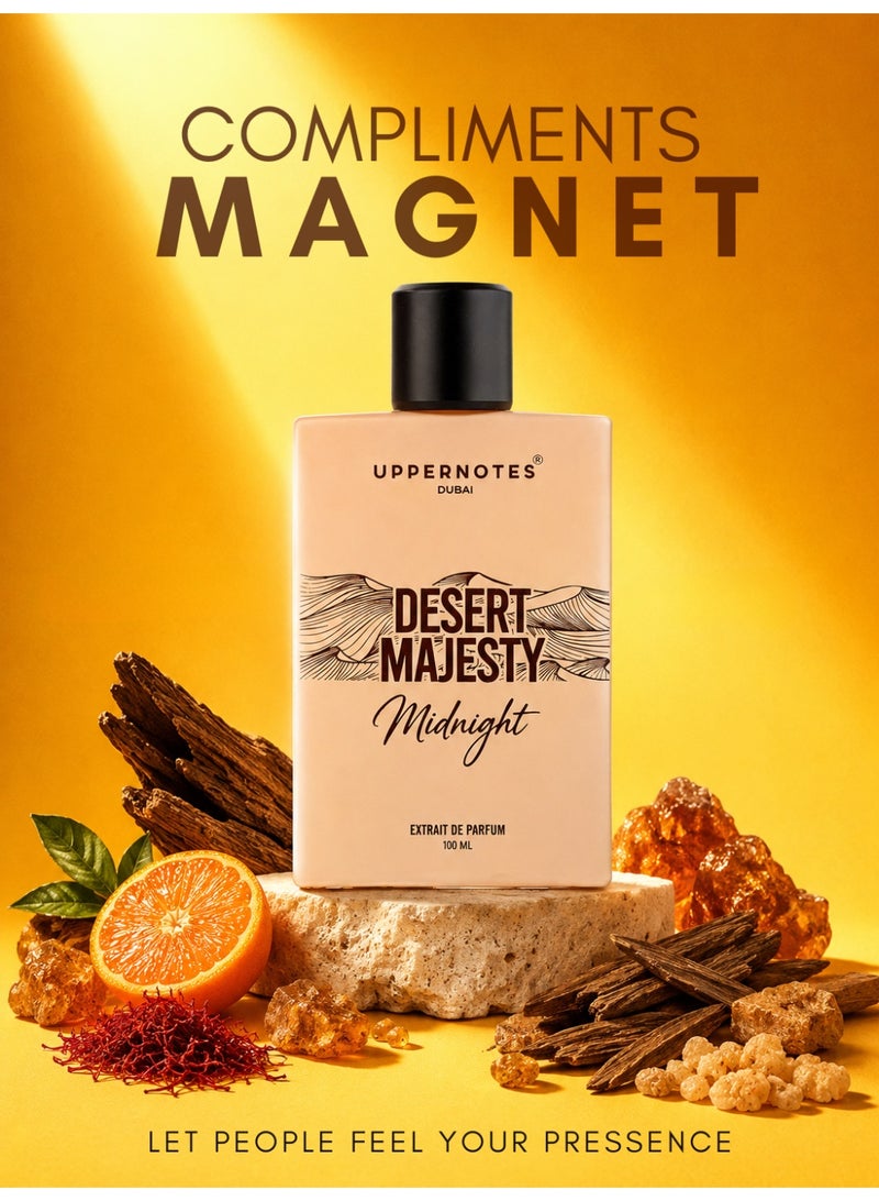 UpperNotes Desert Majesty Midnight Extrait De Parfum Unisex 100ml | Dark Oud Saffron Ambergris Cashmere | Luxury Oriental Long Lasting Fragrance UAE - Image 1