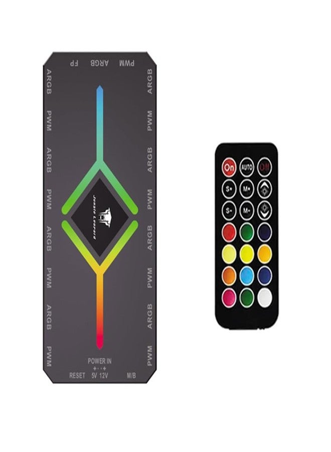 Shaking Tank Mini ARGB PC Fans Controller Kit for ARGB Case Fans, PC ARGB LED Strip，14 Key Remote Control Switch Colors ARGB Fan Controller - Image 1