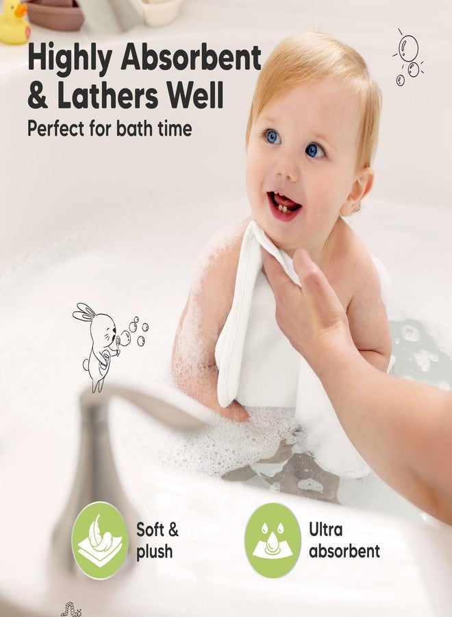 KeaBabies 6-Pack Soft Baby Washcloths, Viscose from Bamboo - Kids, Newborn Bath Towels, Infant Shower, Toddler Reusable Face Towel, Gentle on Skin, Face Wash Cloths for Babies, 10x10 (White) - Image 3