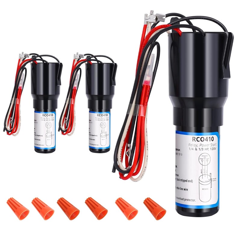 Ketofa RCO410 3 in 1 Compressor Hard Start Capacitor Kit for Refrigerators & Freezers 1/4-1/3 H.P. 115VAC (3 pcs) - Image 1