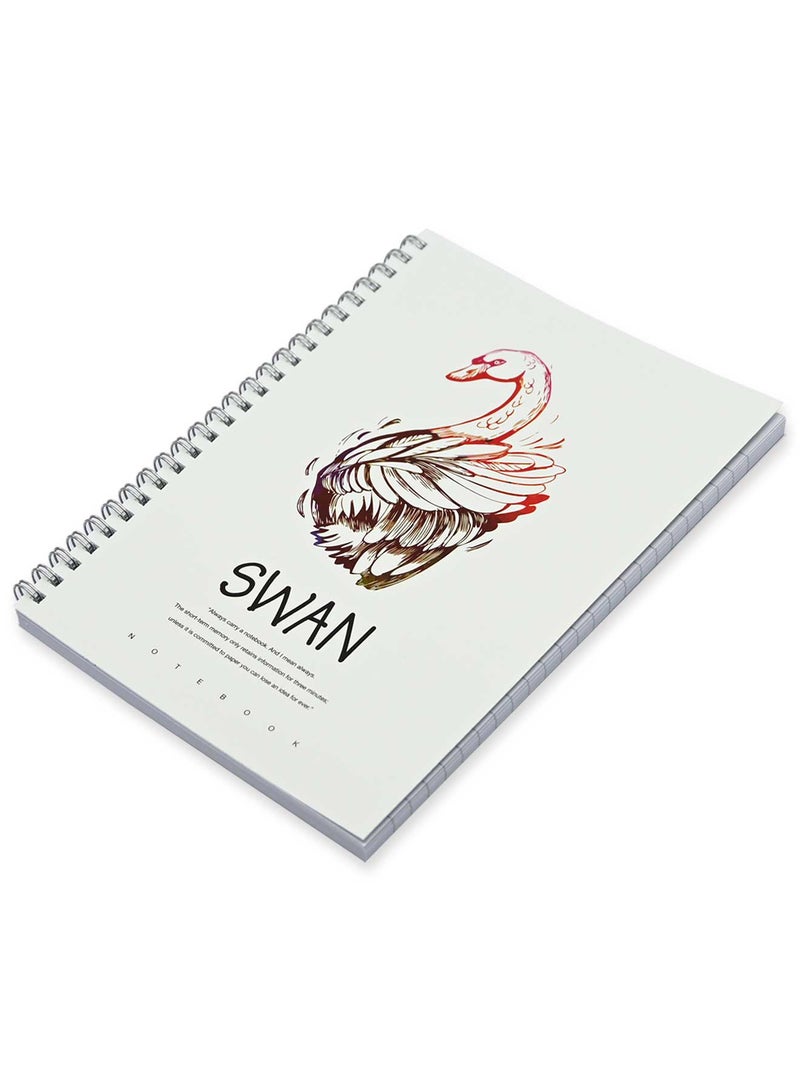 FIS مجموعة FIS من 5 دفاتر ملاحظات ذات غلاف ناعم دائري، 96 ورقة تصميم البجعة A5 4 -FSNBSSCA596-SWA4 - Image 1