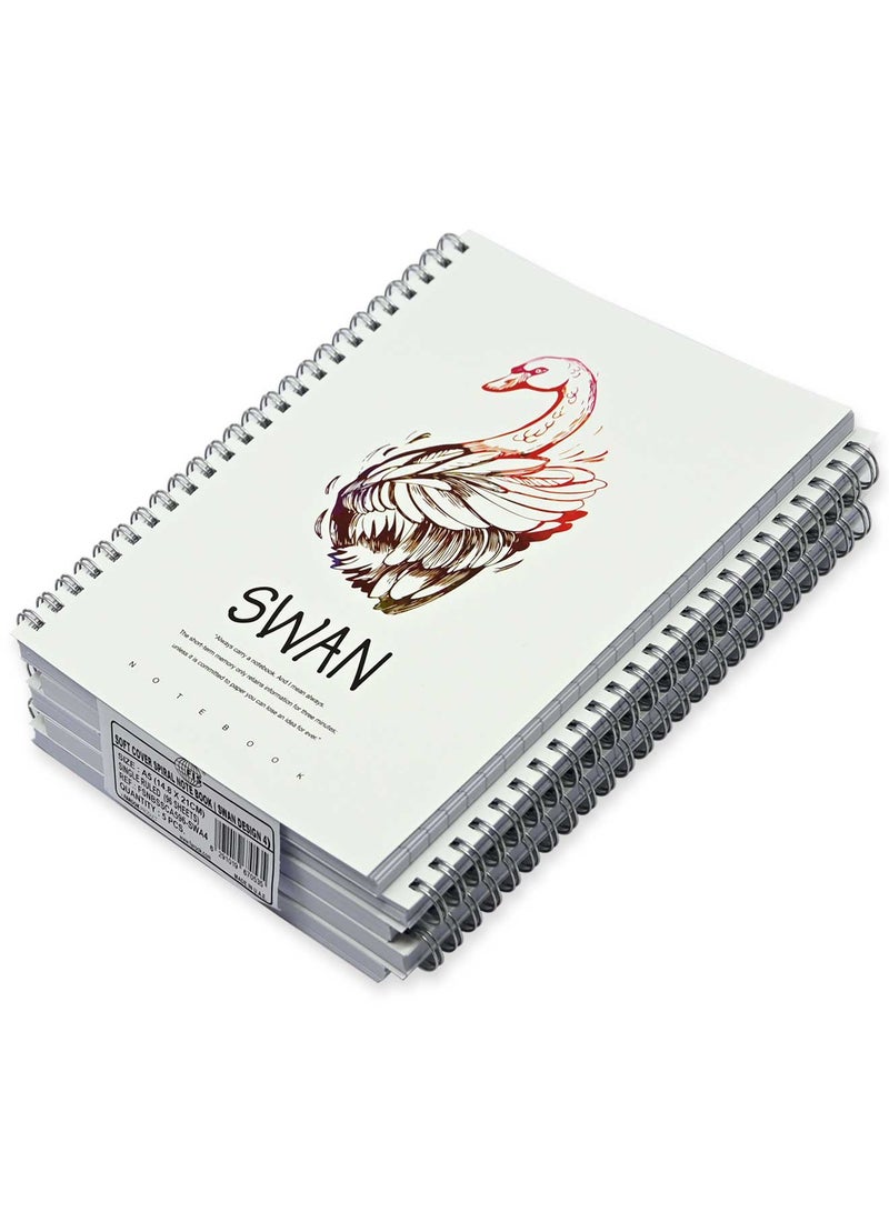 FIS مجموعة FIS من 5 دفاتر ملاحظات ذات غلاف ناعم دائري، 96 ورقة تصميم البجعة A5 4 -FSNBSSCA596-SWA4 - Image 3